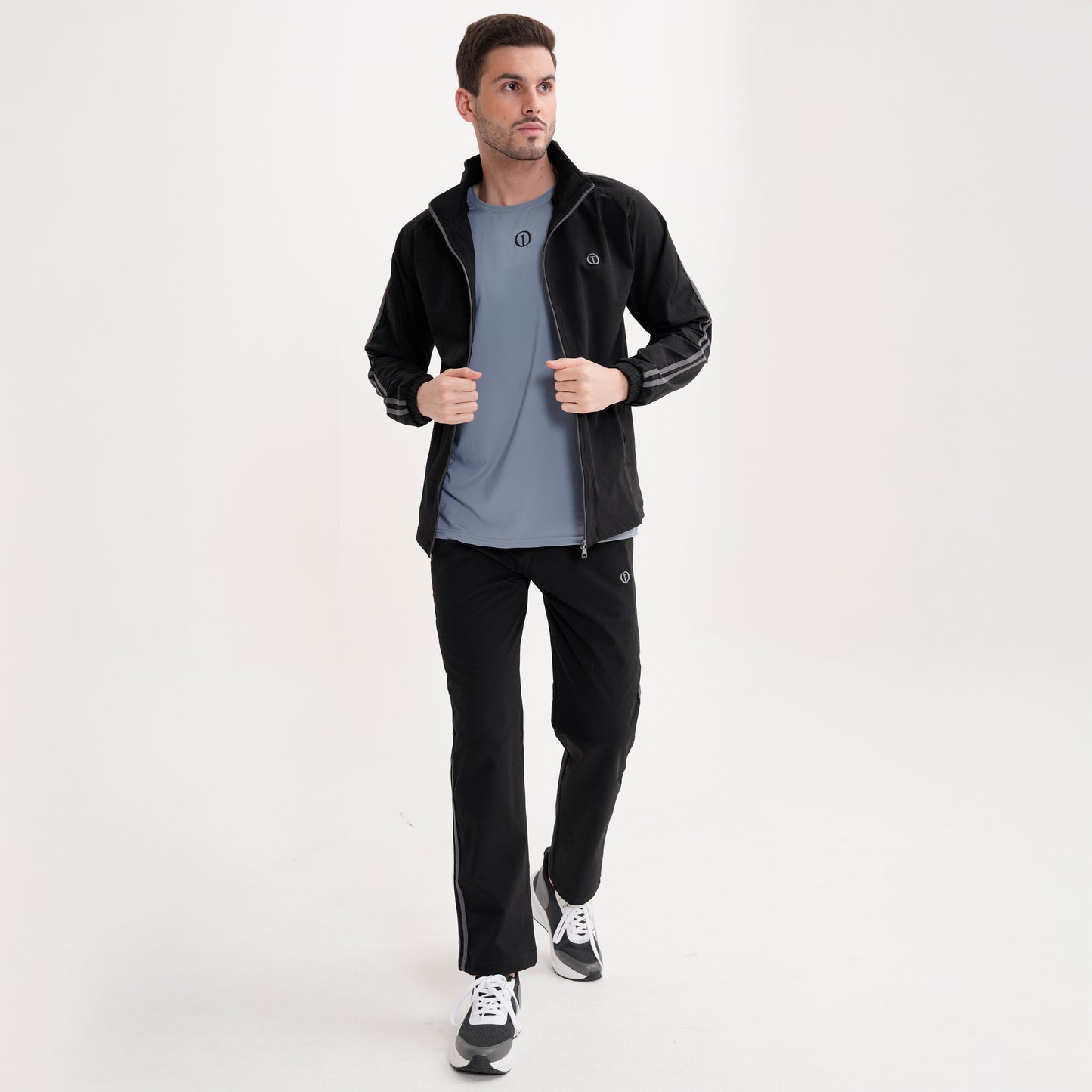 Black Tracksuit with Blue Tee