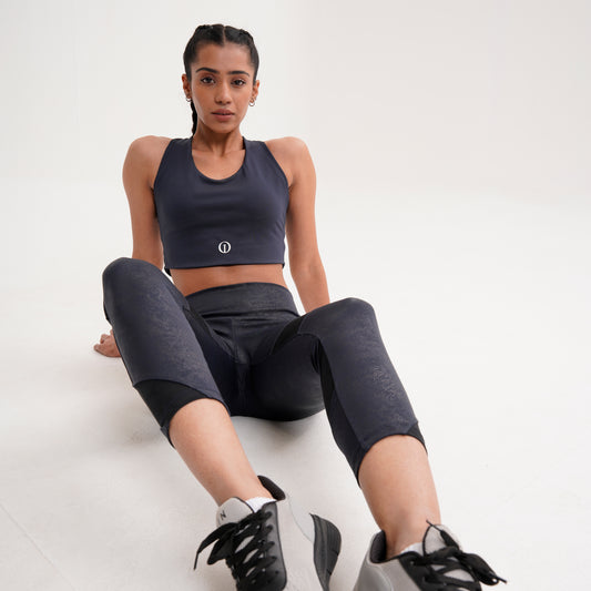 Navy Sports Bra Dark Grey with Legging